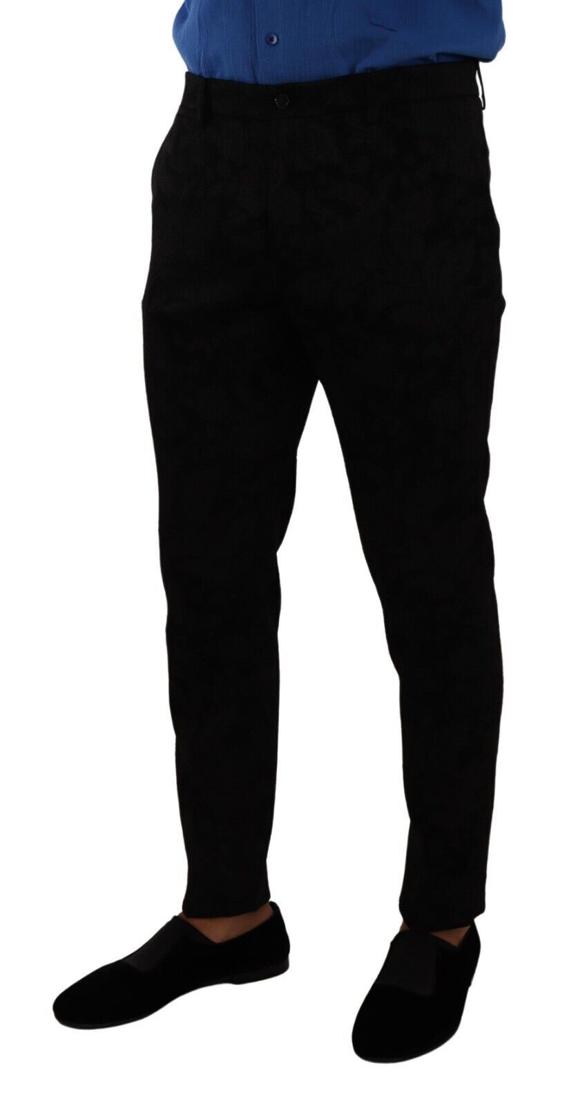 Dolce & Gabbana Black Brocade Skinny Formal Trouser Dress Pants | Regal Royce