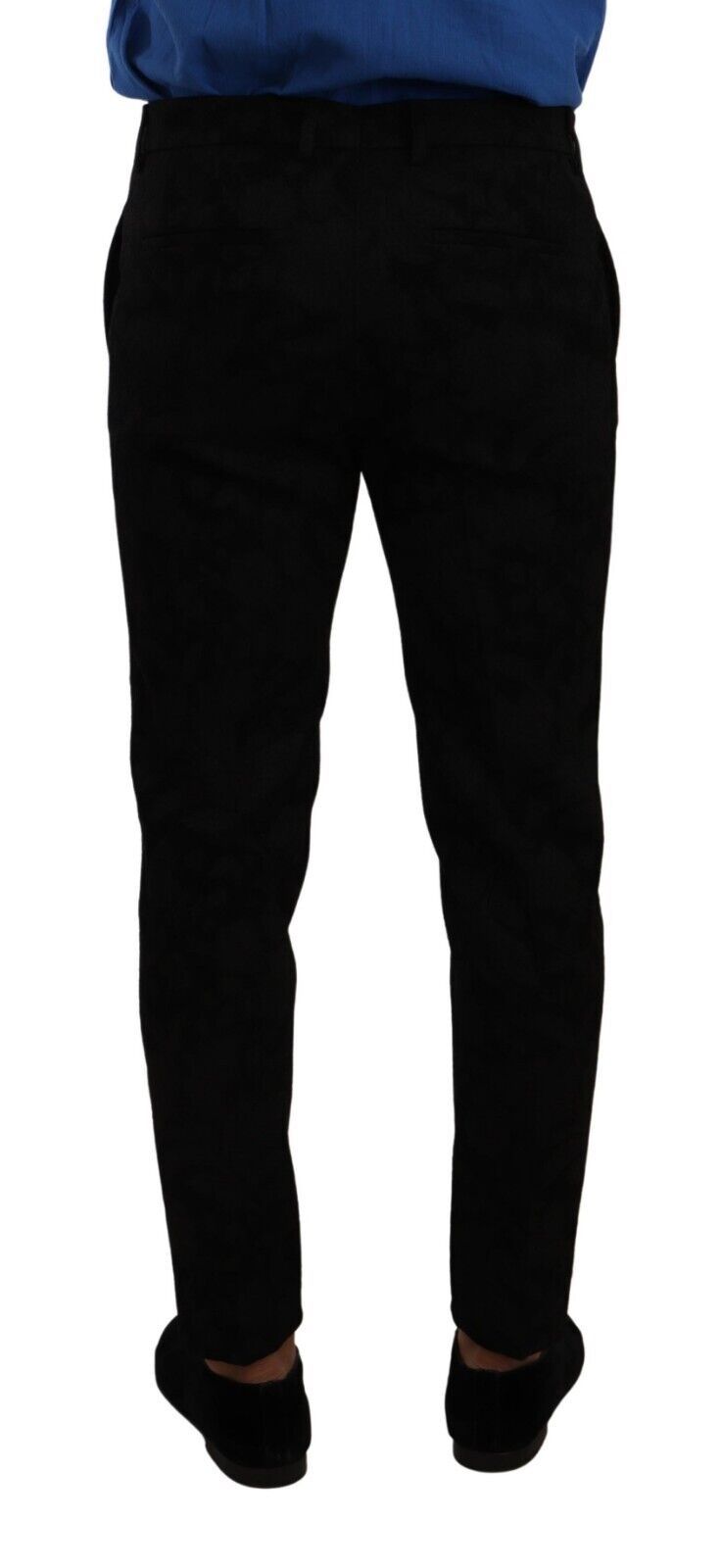 Dolce & Gabbana Black Brocade Skinny Formal Trouser Dress Pants | Regal Royce
