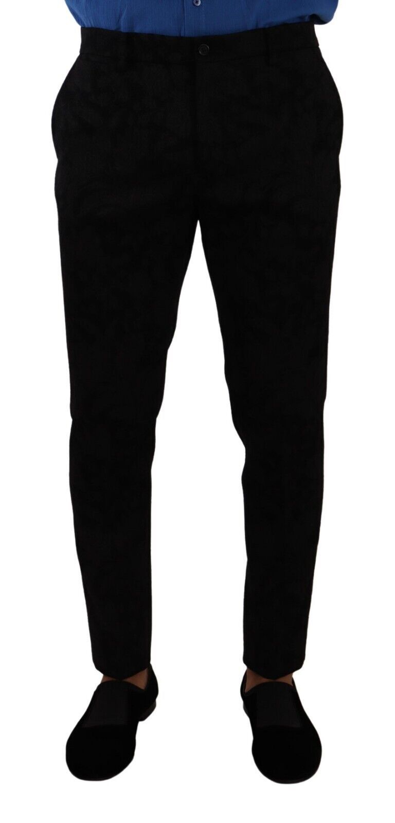 Dolce & Gabbana Black Brocade Skinny Formal Trouser Dress Pants | Regal Royce