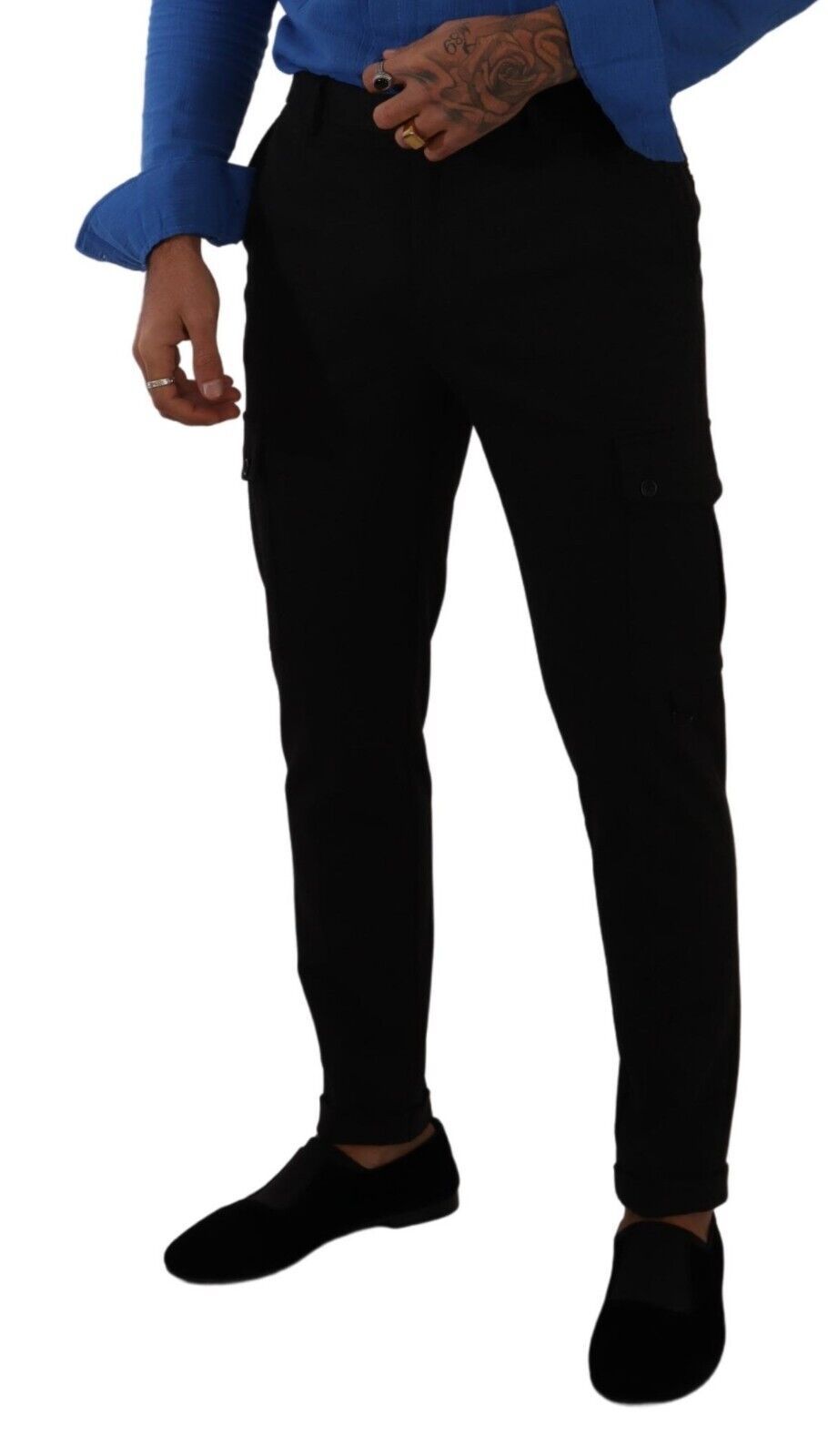 Dolce & Gabbana Black Viscose Skinny Cargo Trouser Pants | Regal Royce