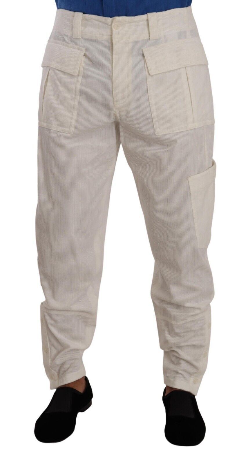 Dolce & Gabbana Off White Cotton Corduroy Cargo Pants | Regal Royce