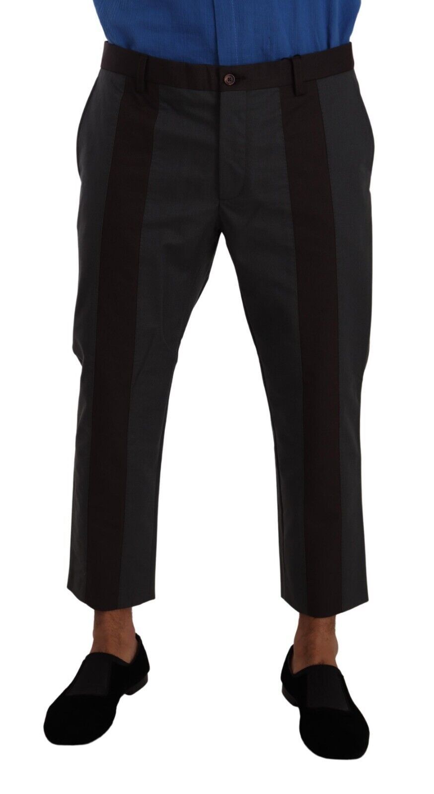 Dolce & Gabbana Gray Bordeaux Striped Cropped Trouser Pants | Regal Royce