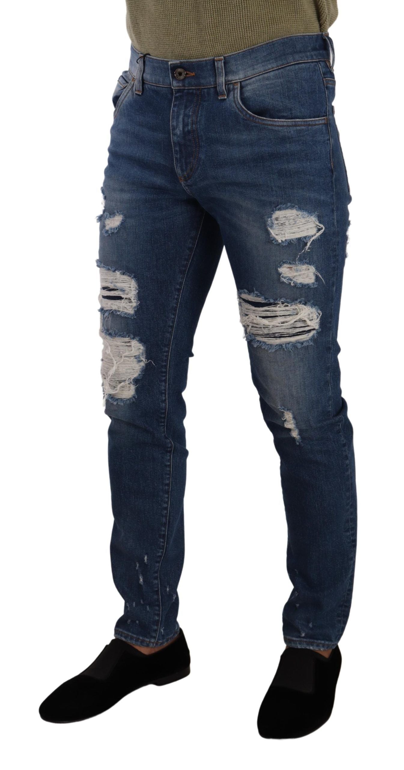Dolce & Gabbana Blue Wash Cotton Stretch Slim Fit Denim Jeans | Regal Royce