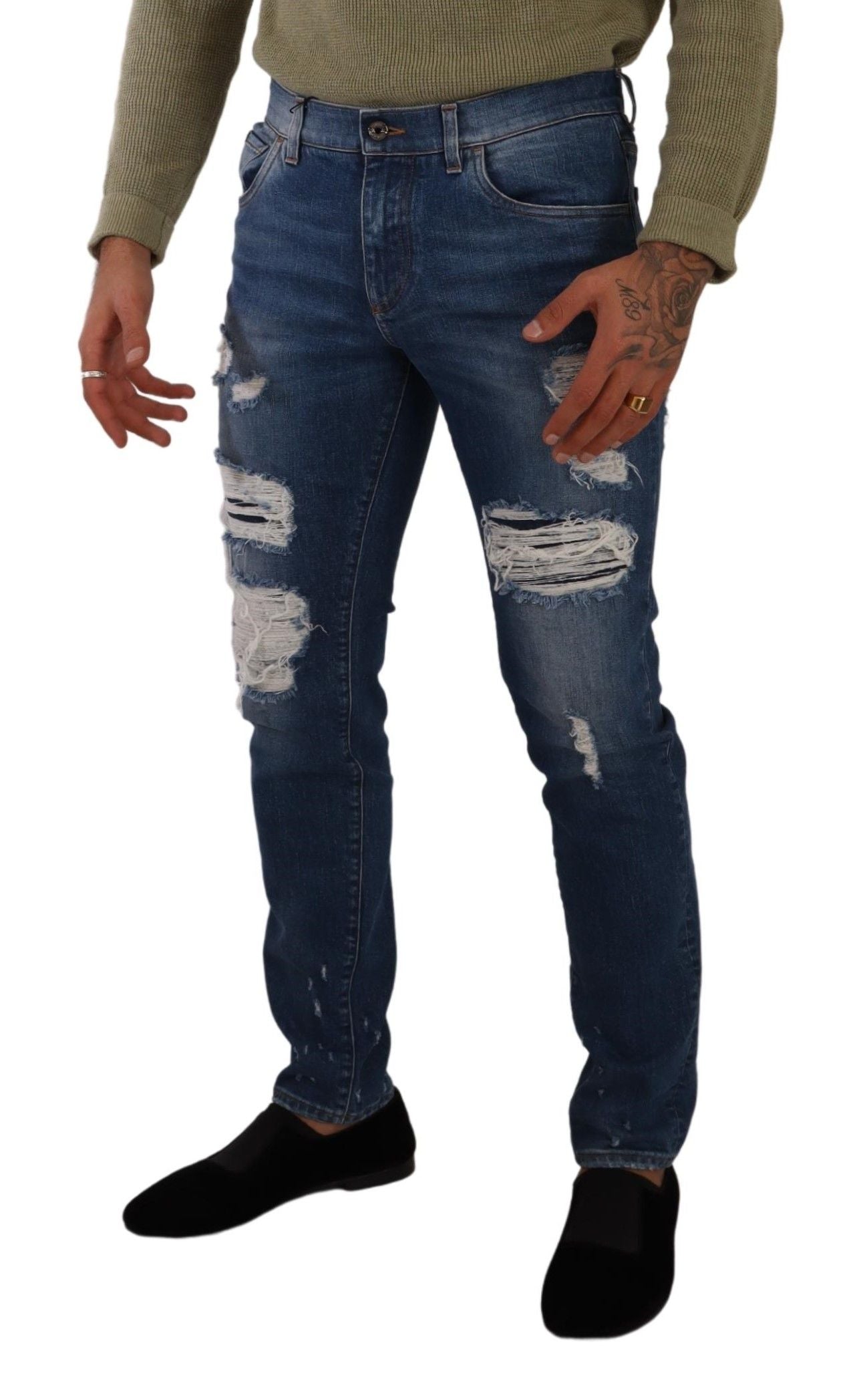 Dolce & Gabbana Blue Wash Cotton Stretch Slim Fit Denim Jeans | Regal Royce