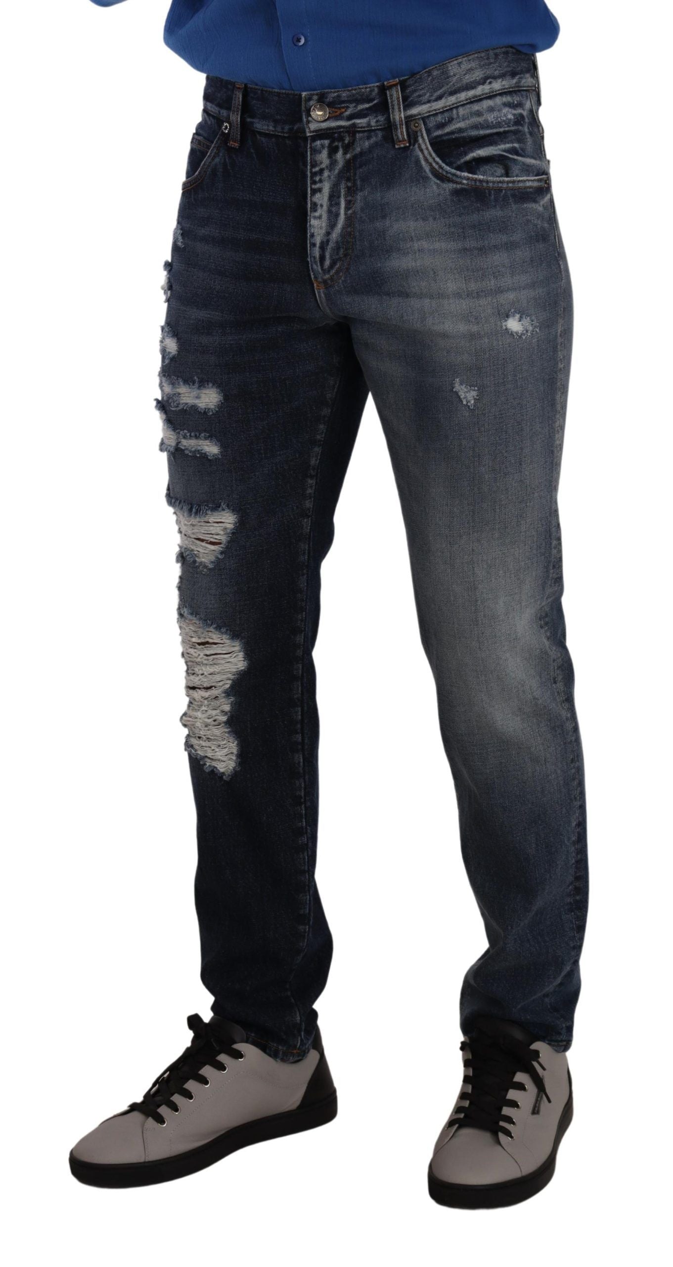 Dolce & Gabbana Blue Cotton Regular Denim Trousers Jeans | Regal Royce