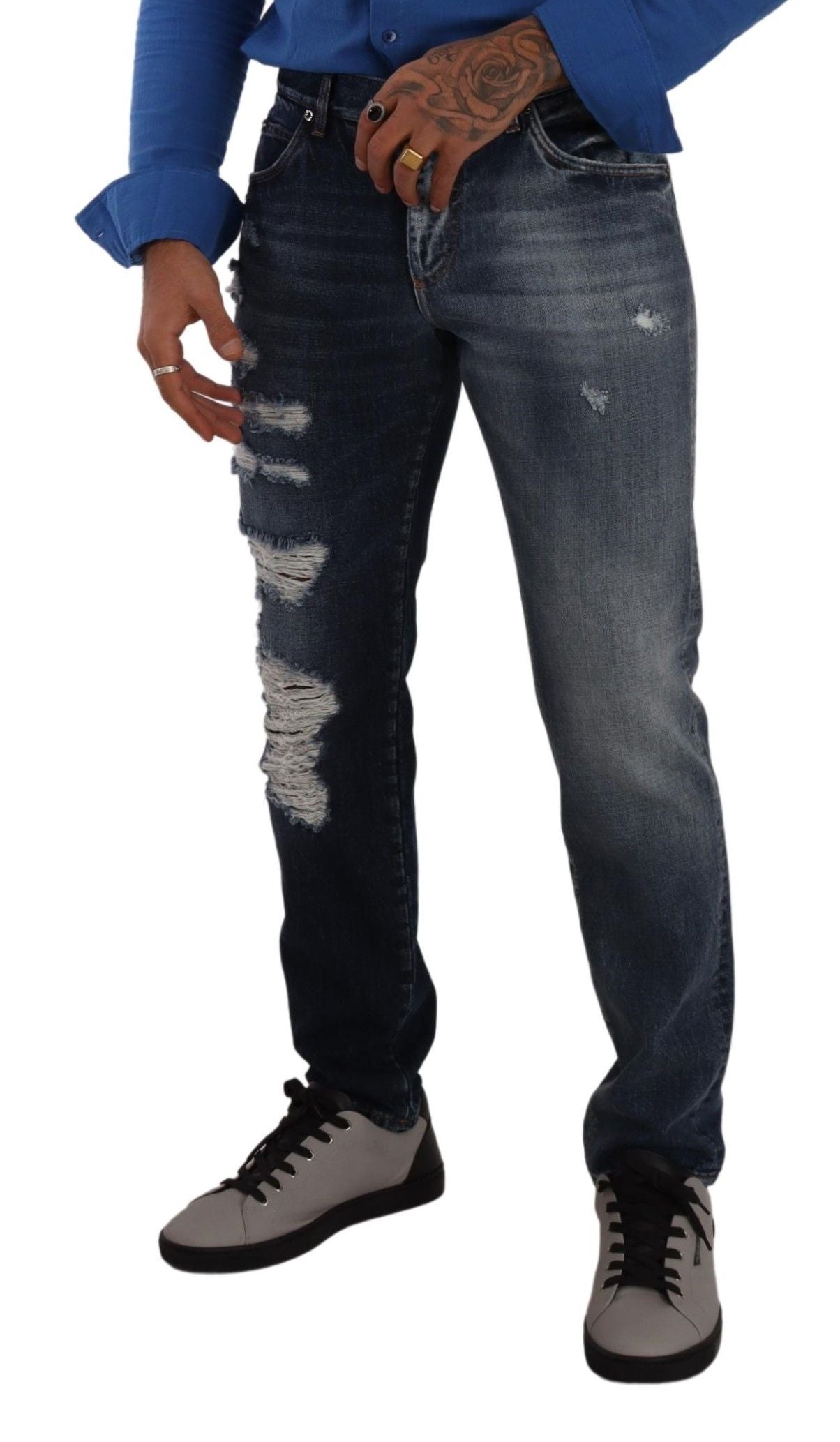 Dolce & Gabbana Blue Cotton Regular Denim Trousers Jeans | Regal Royce