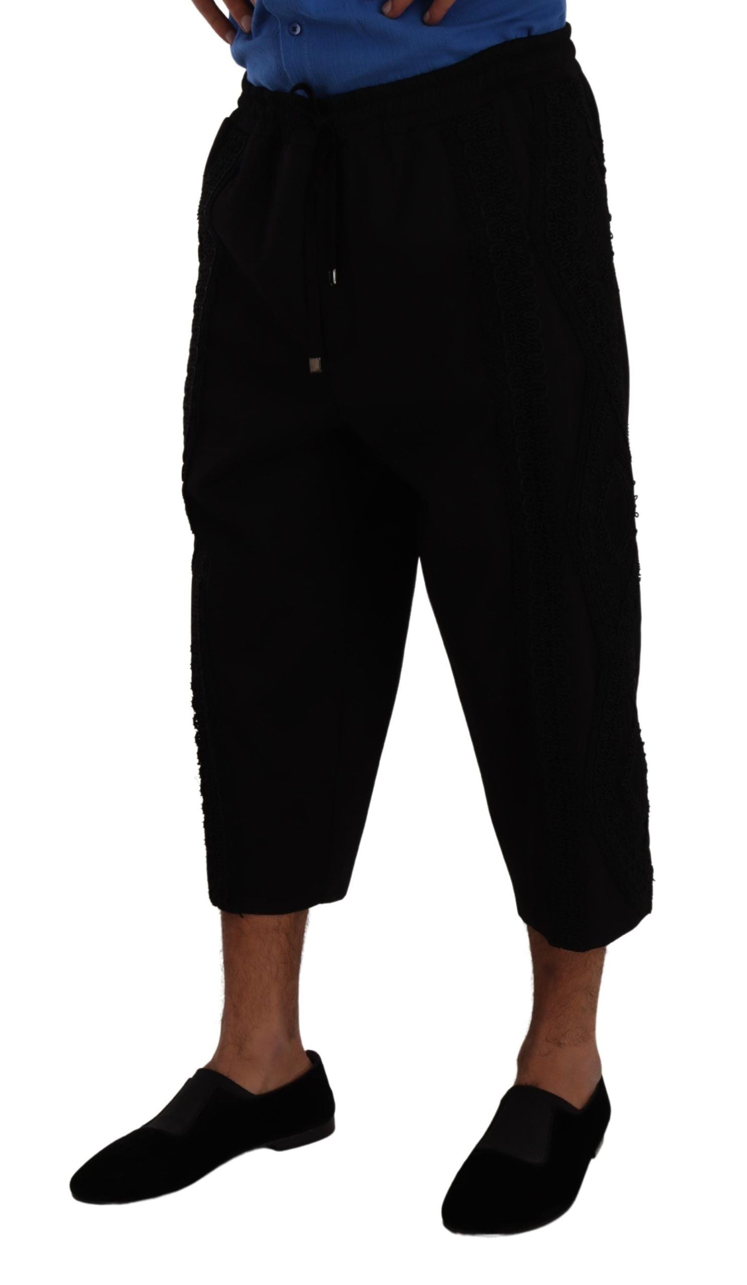 Dolce & Gabbana Black Cotton Torero Sweatpants Shorts Pants | Regal Royce