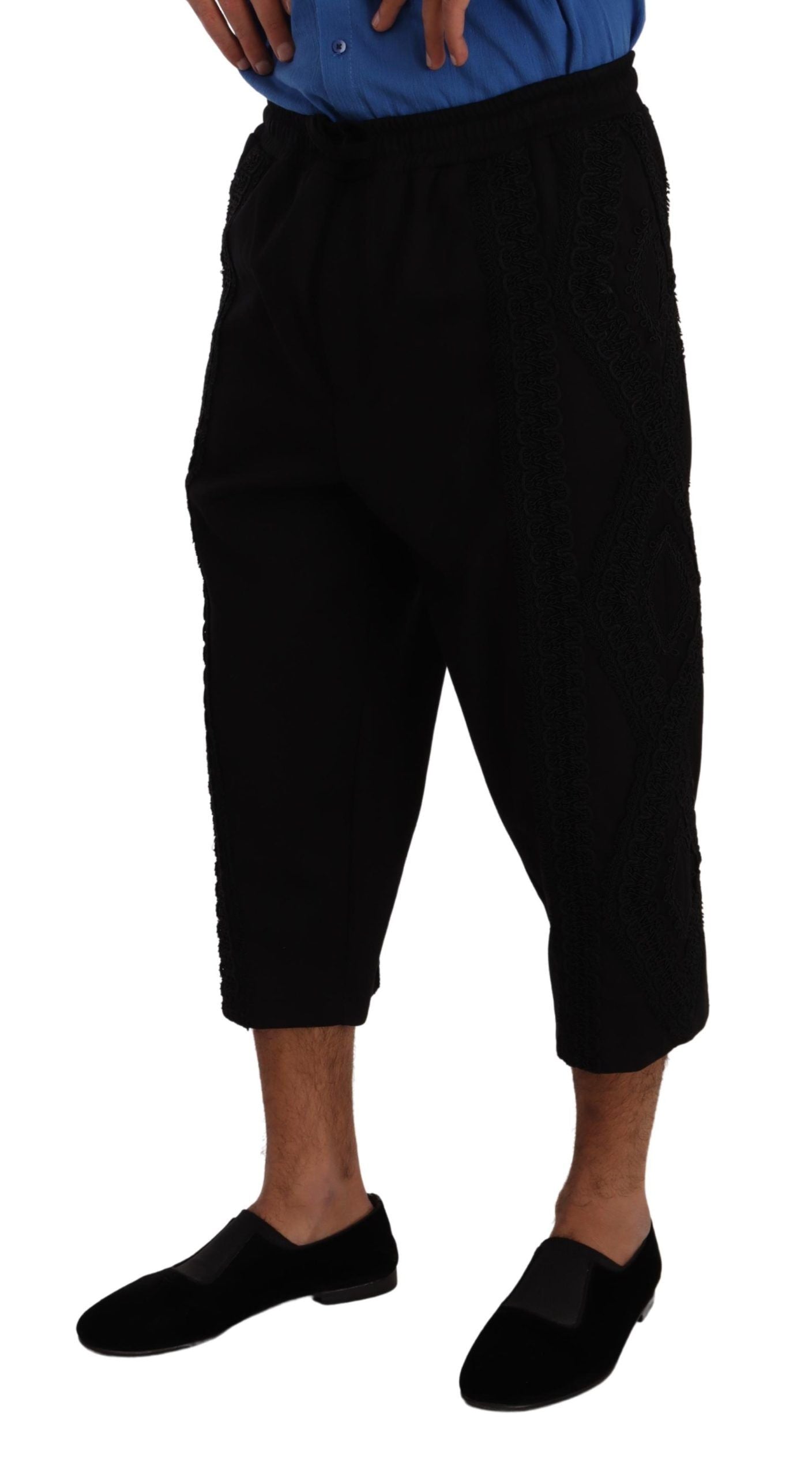 Dolce & Gabbana Black Cotton Torero Cropped Short Trouser Pants | Regal Royce