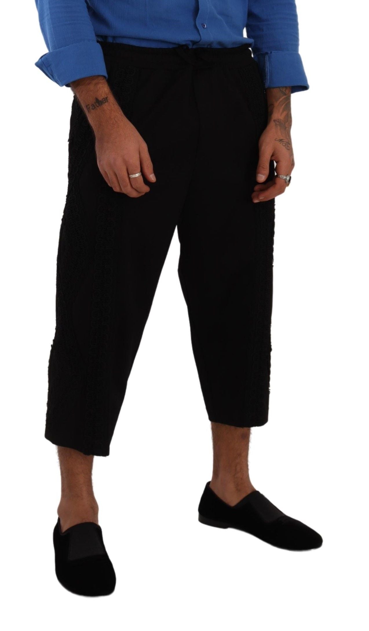 Dolce & Gabbana Black Cotton Torero Cropped Short Trouser Pants | Regal Royce
