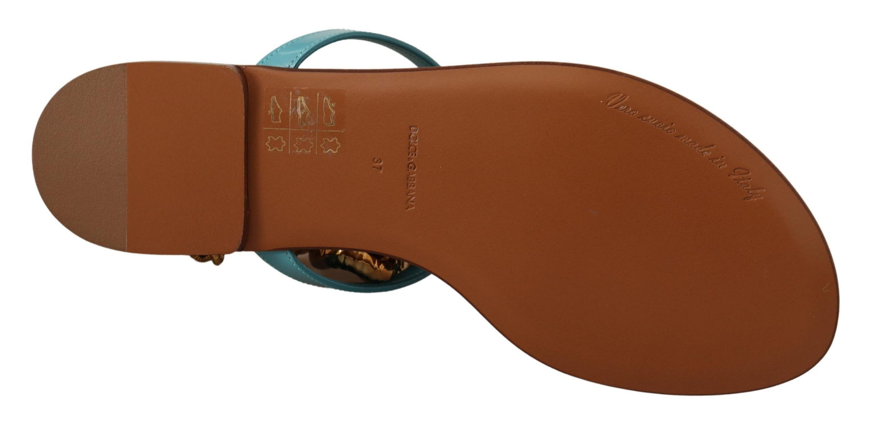 Dolce & Gabbana Blue Leather Devotion Flats Sandals | Regal Royce