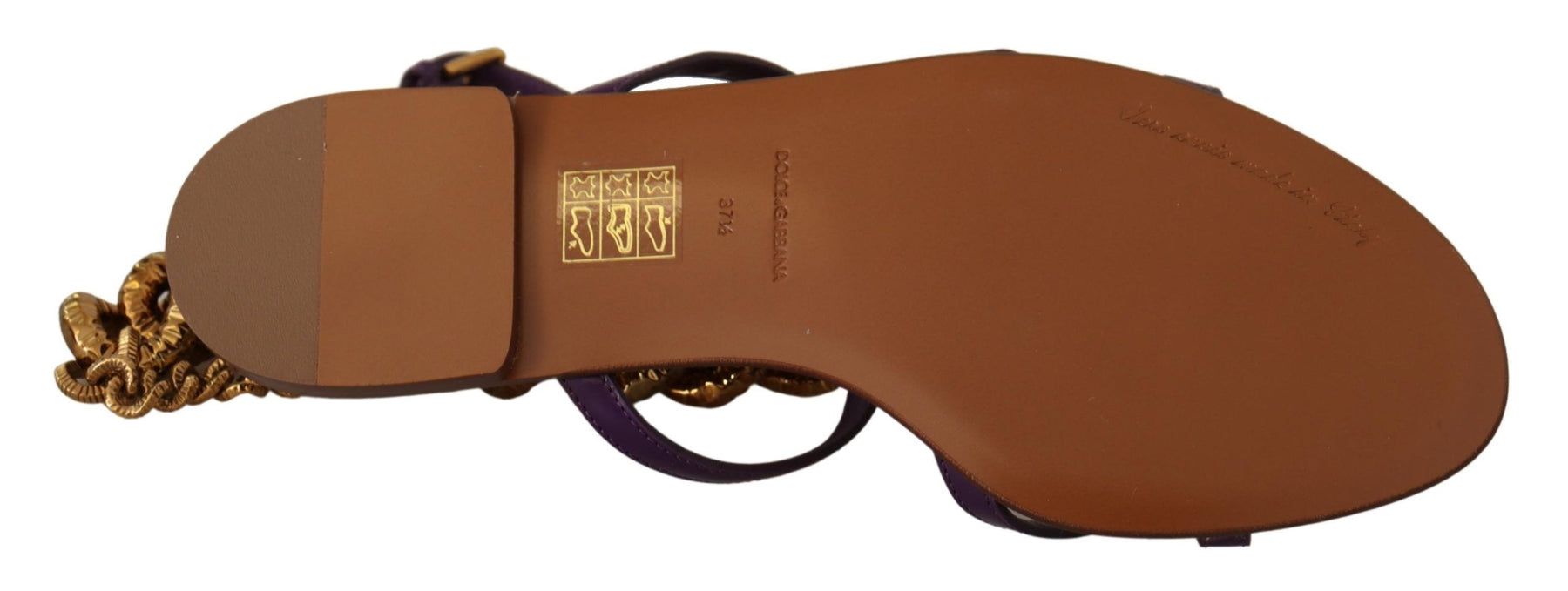 Dolce & Gabbana Purple Leather Devotion Flats Sandals Shoes | Regal Royce