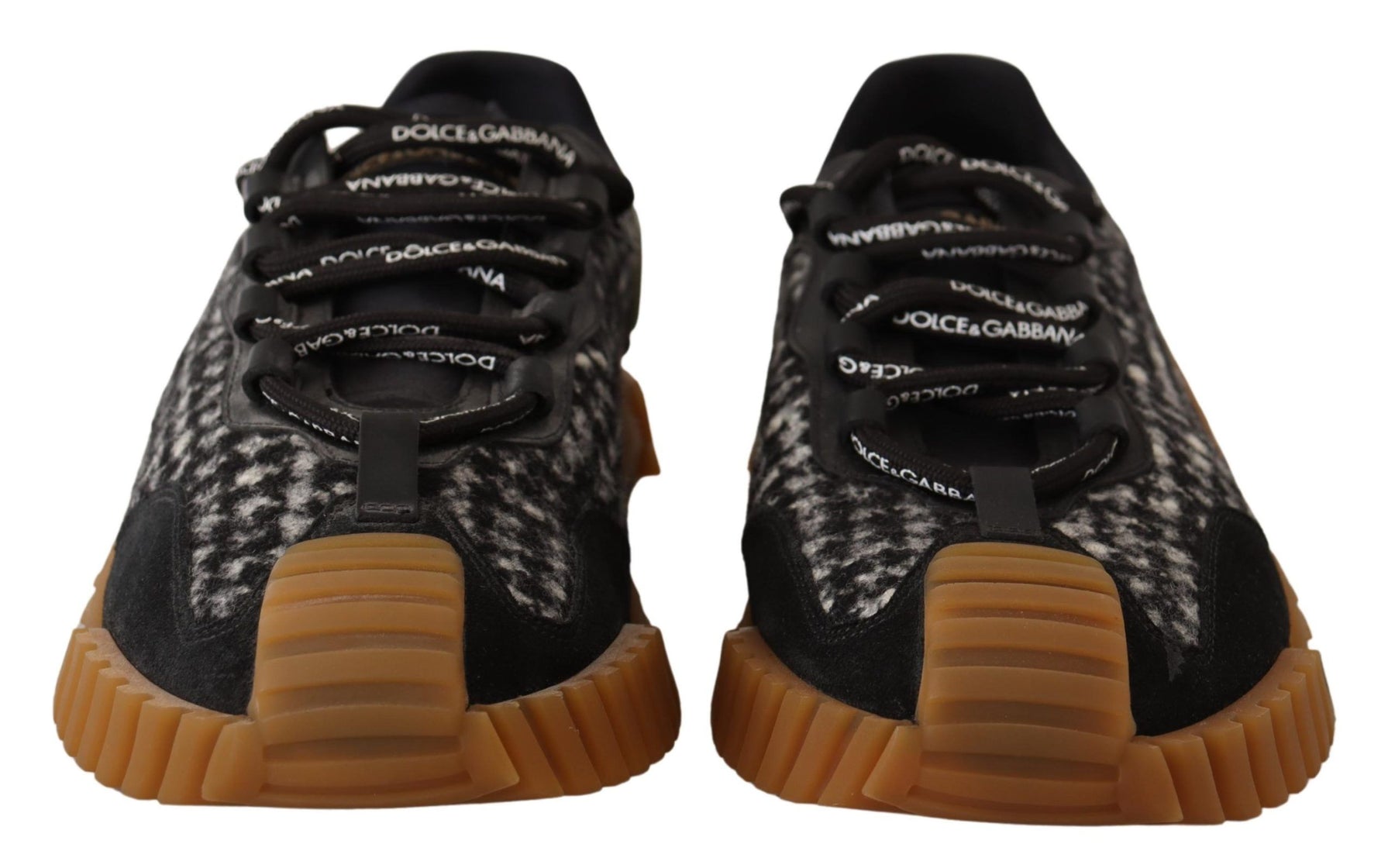 Dolce & Gabbana Black White Fabric Lace Up NS1 Sneakers | Regal Royce