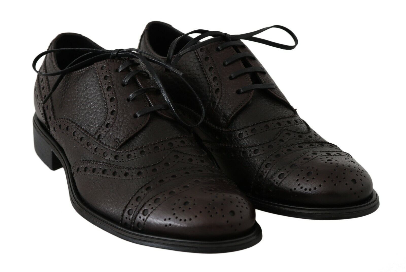 Dolce & Gabbana Brown Leather Wingtip Derby Formal Shoes | Regal Royce