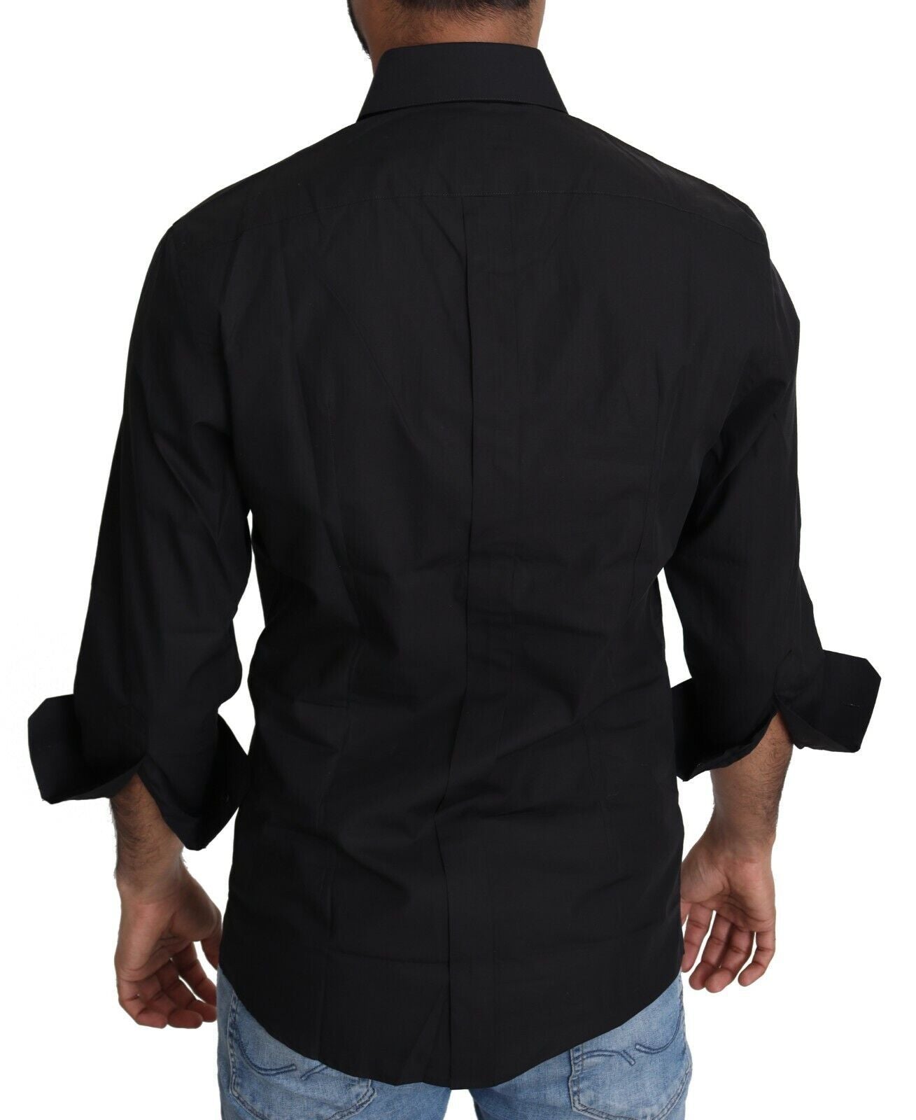 Dolce & Gabbana Black Cotton Formal Dress Men Top Shirt | Regal Royce