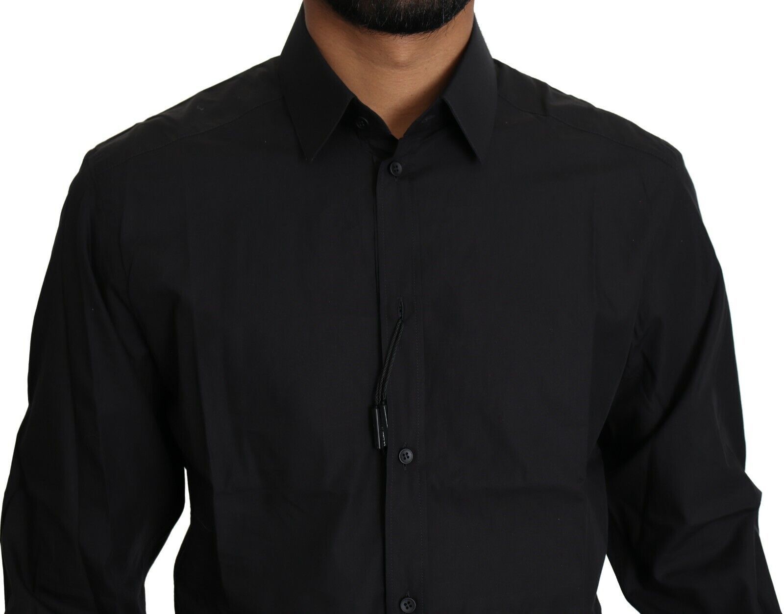 Dolce & Gabbana Black Cotton Formal Dress Men Top Shirt