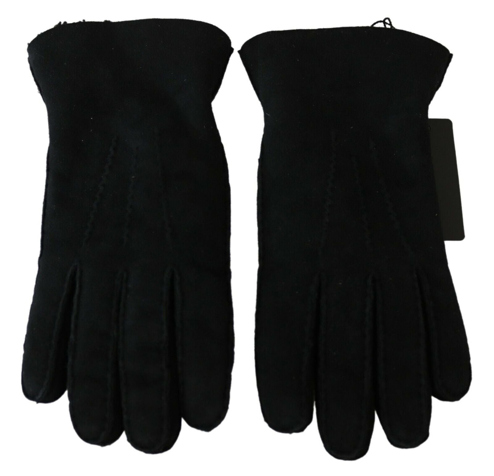 Dolce & Gabbana Black Leather Motorcycle Biker Mitten Gloves | Regal Royce