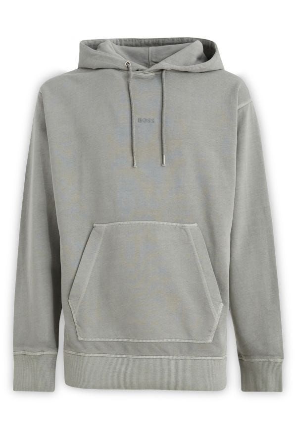 Hugo Boss Grey Cotton Logo Details Hooded Sweatshirt | Regal Royce