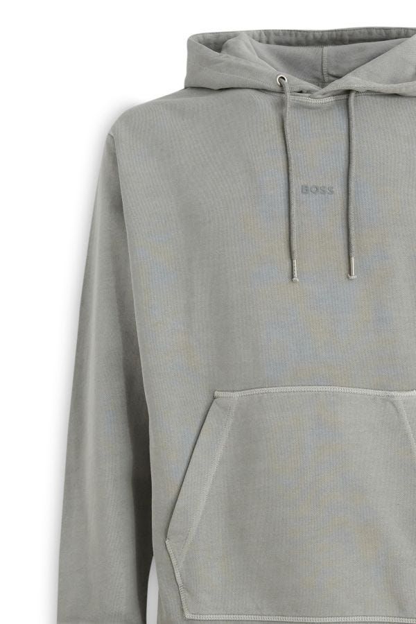 Hugo Boss Grey Cotton Logo Details Hooded Sweatshirt | Regal Royce
