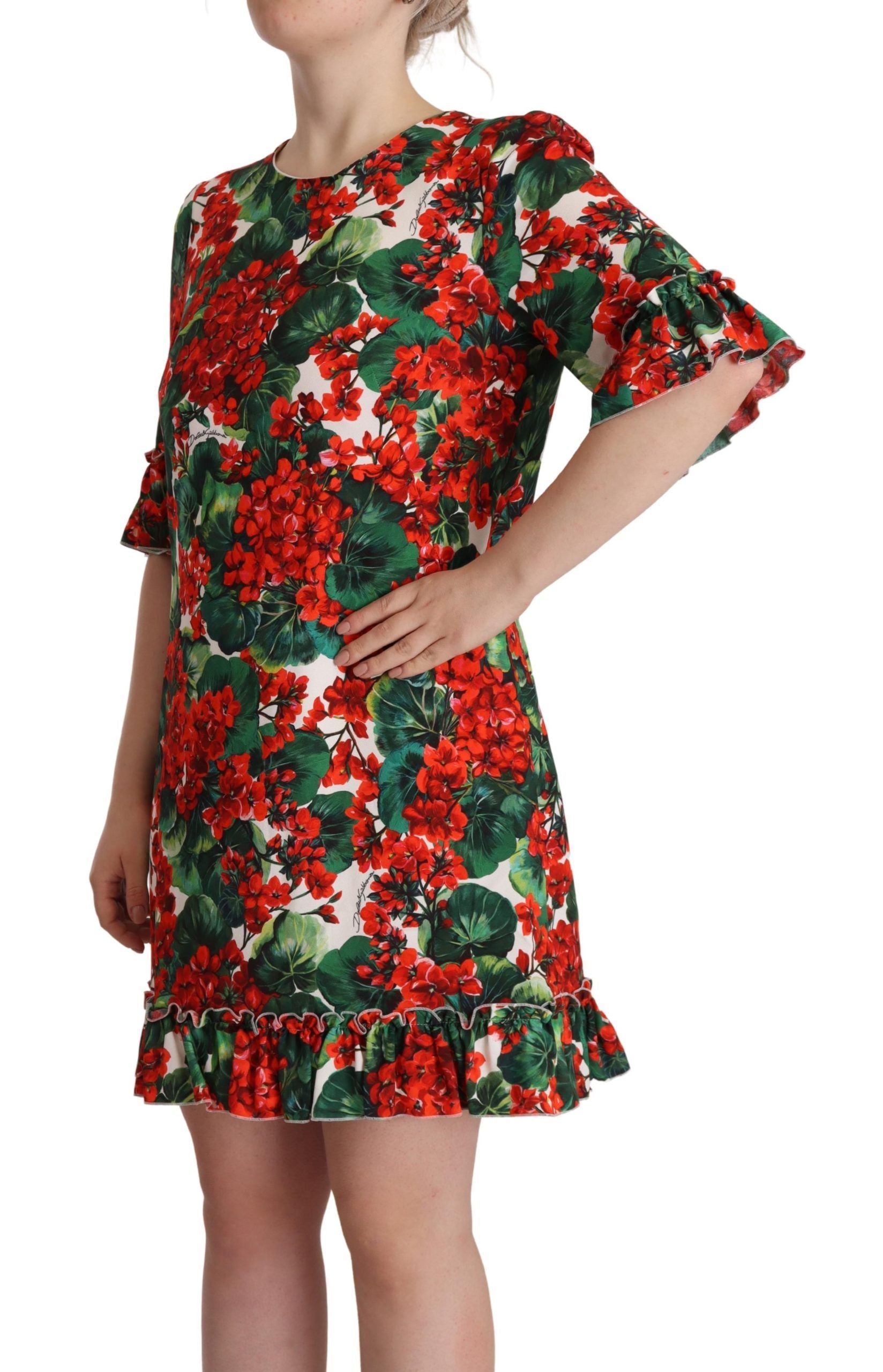 Dolce & Gabbana Multicolor Red Floral Shift Gown Dress | Regal Royce