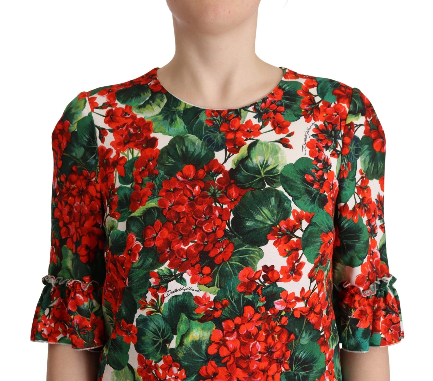 Dolce & Gabbana Multicolor Red Floral Shift Gown Dress | Regal Royce
