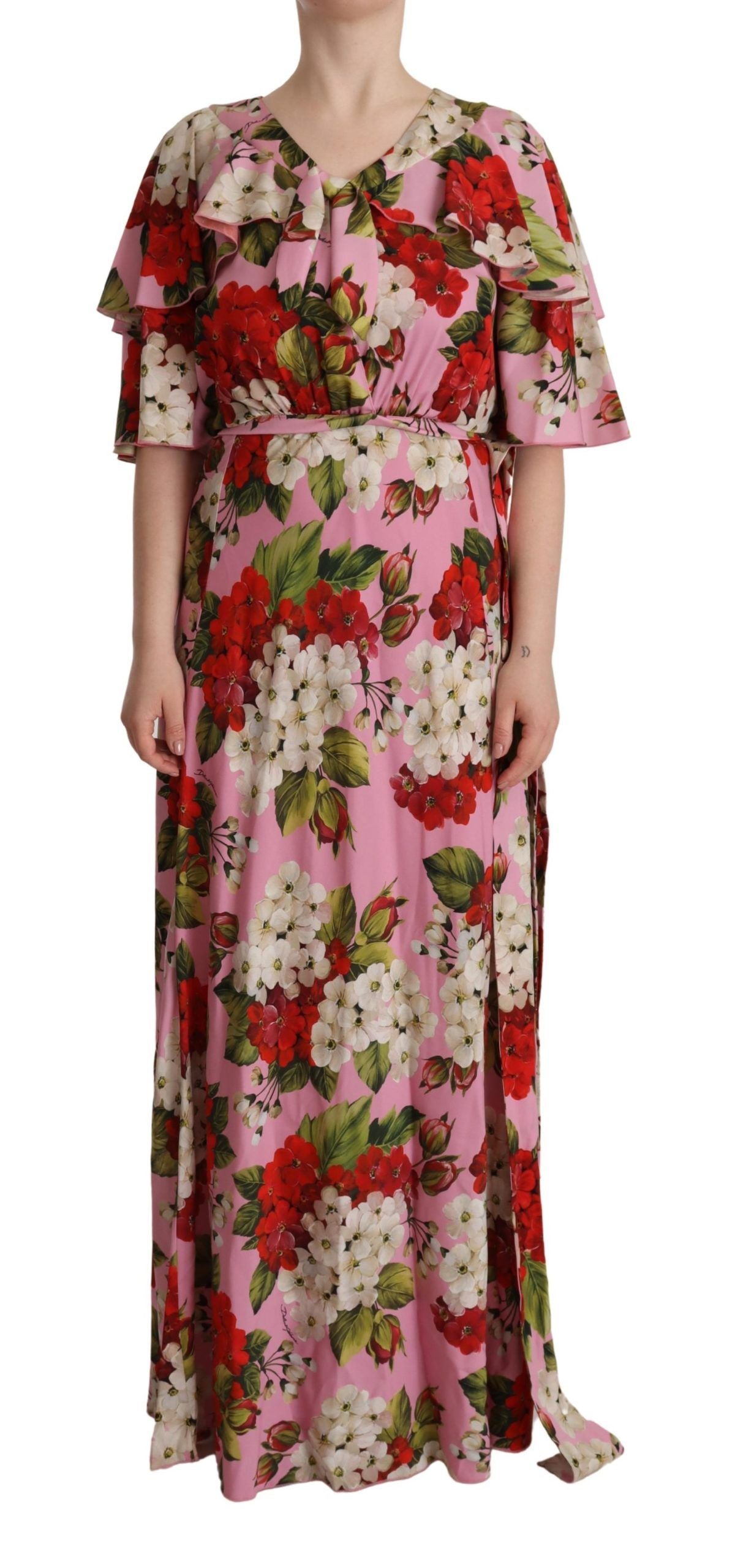 Dolce & Gabbana Pink Floral Silk Stretch Gown Maxi Dress | Regal Royce