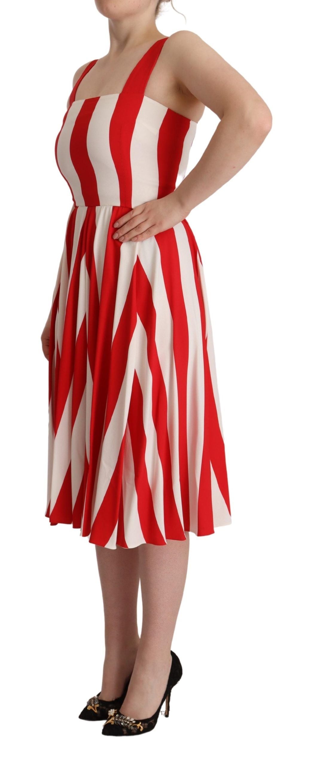 Dolce & Gabbana White Red Stretch Shift A-line Gown Dress | Regal Royce
