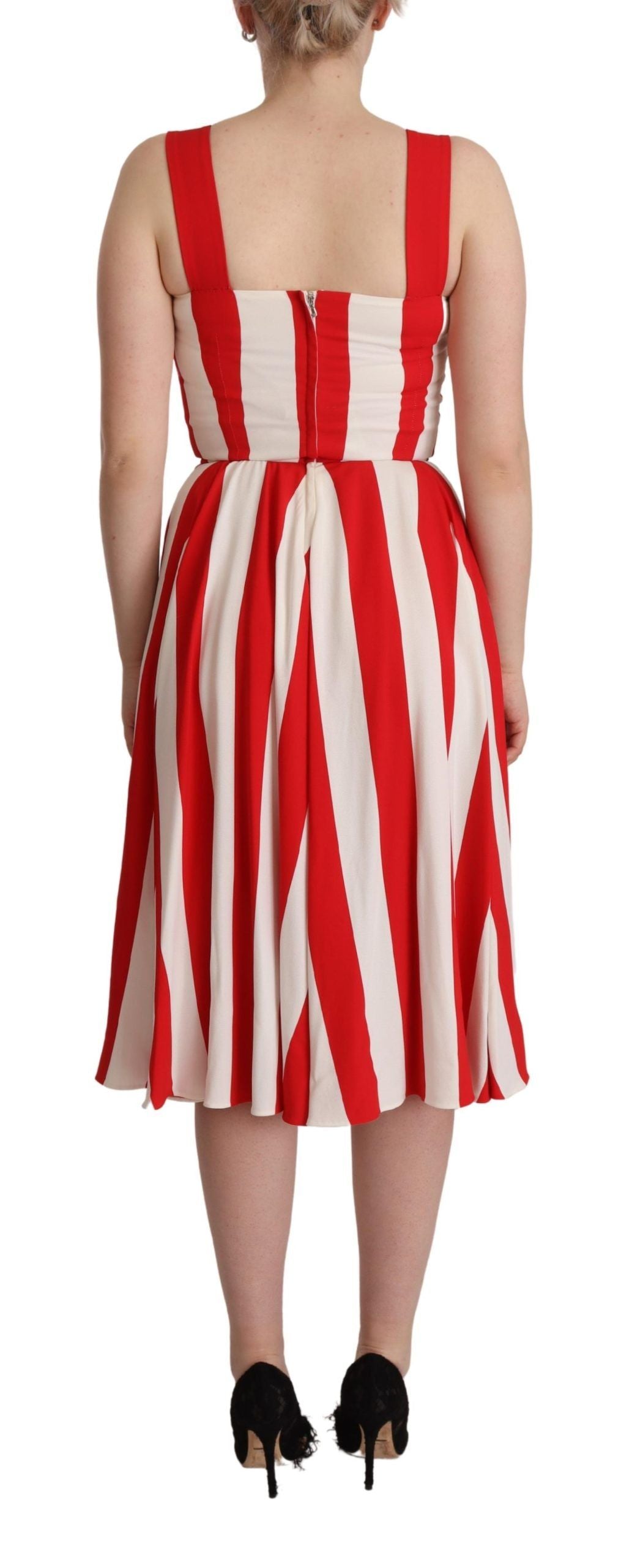Dolce & Gabbana White Red Stretch Shift A-line Gown Dress | Regal Royce