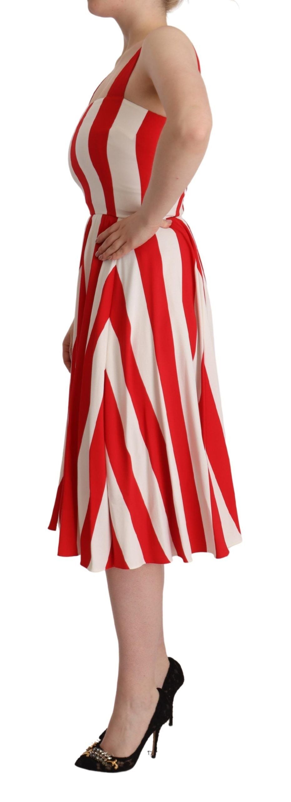 Dolce & Gabbana White Red Stretch Shift A-line Gown Dress | Regal Royce