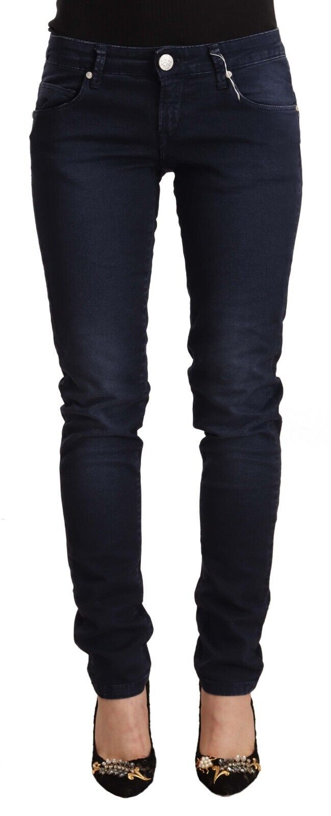 Acht Blue Washed Cotton Low Waist Slim Fit Denim Jeans | Regal Royce