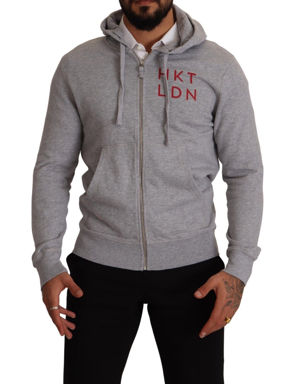 Hackett Gray Full Zip Hooded Cotton Sweatshirt Sweater | Regal Royce