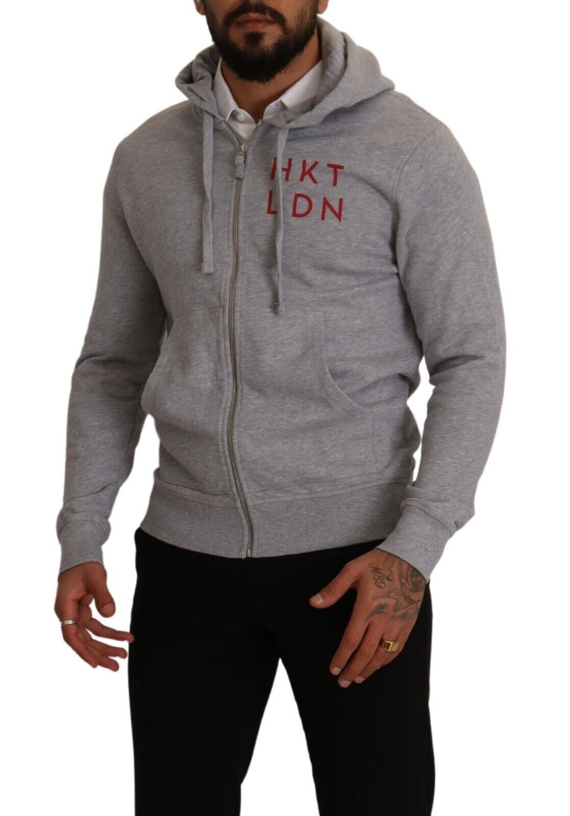 Hackett Gray Full Zip Hooded Cotton Sweatshirt Sweater | Regal Royce