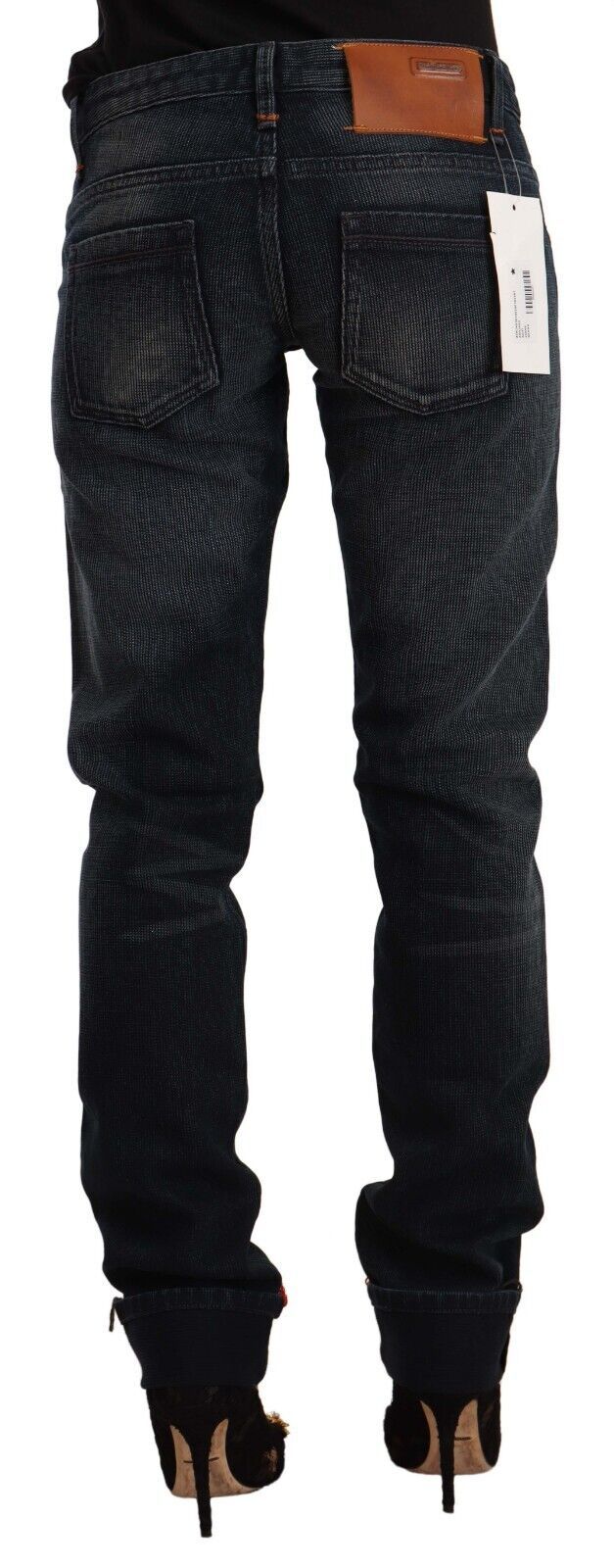 Acht Black Washed Cotton Skinny Denim Low Waist Jeans | Regal Royce