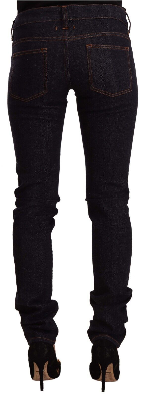 GF Ferre Black Mid Waist Cotton Denim Skinny Jeans | Regal Royce