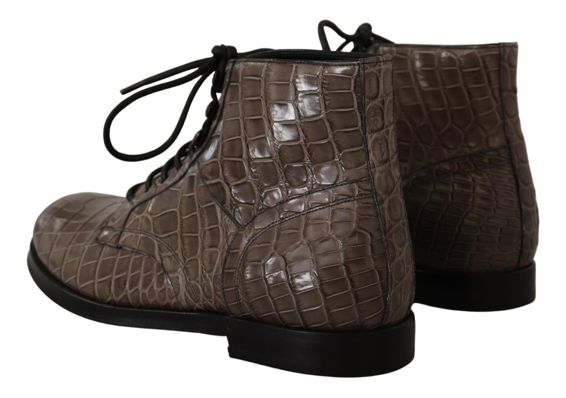 Dolce & Gabbana Gray Crocodile Leather Derby Boots | Regal Royce