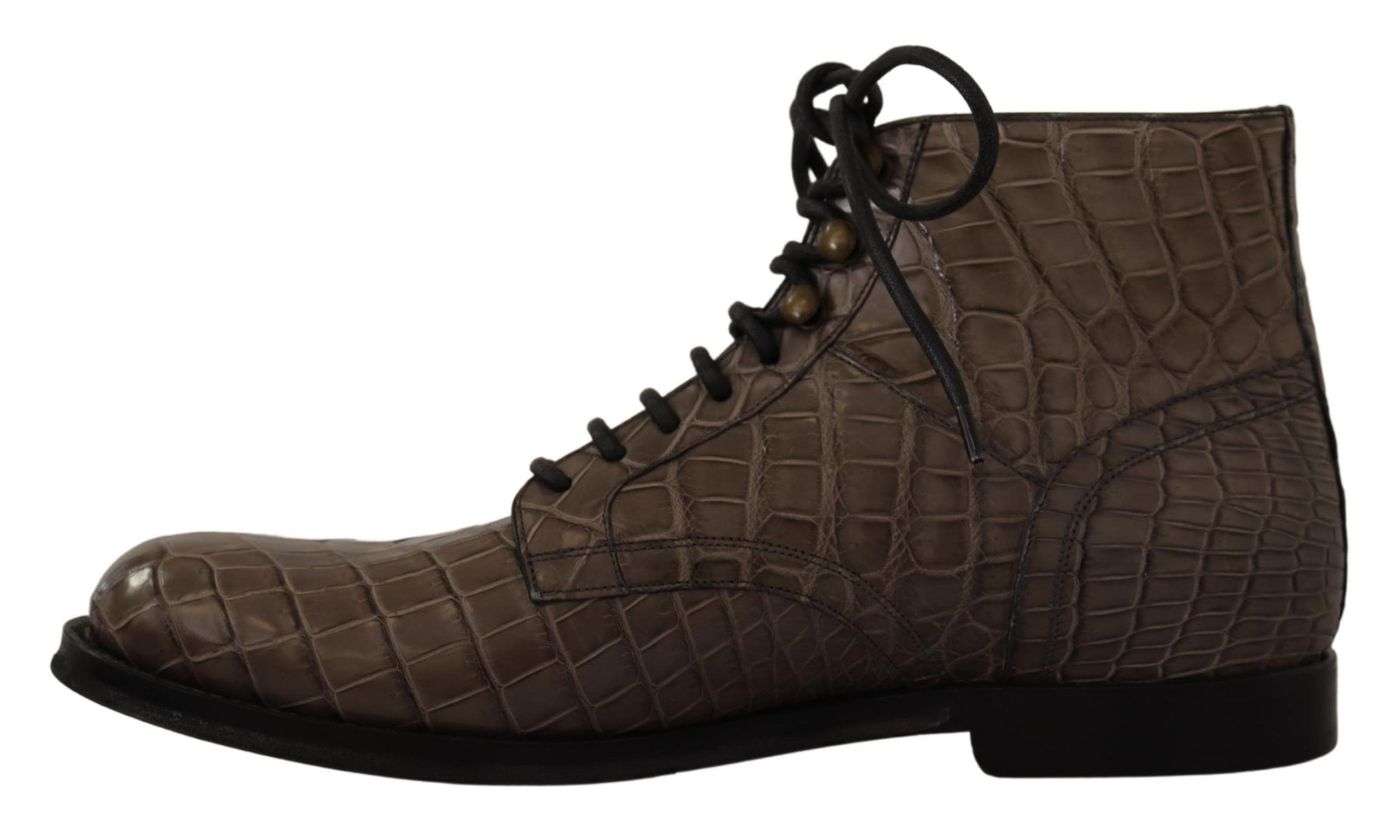 Dolce & Gabbana Gray Crocodile Leather Derby Boots | Regal Royce