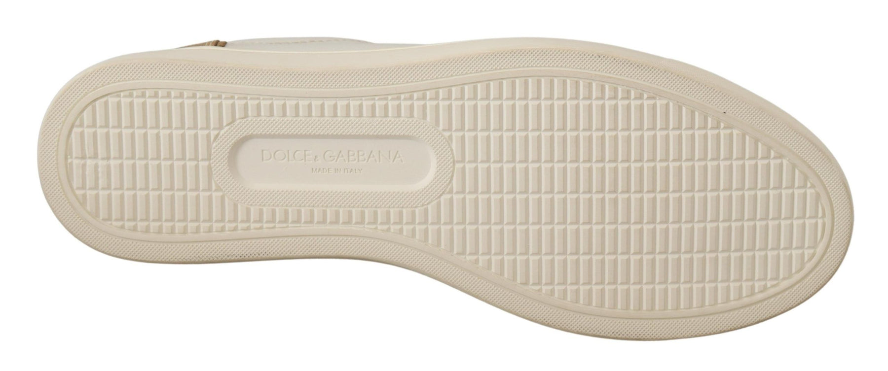 Dolce & Gabbana White Gold Leather Low Top Sneakers | Regal Royce