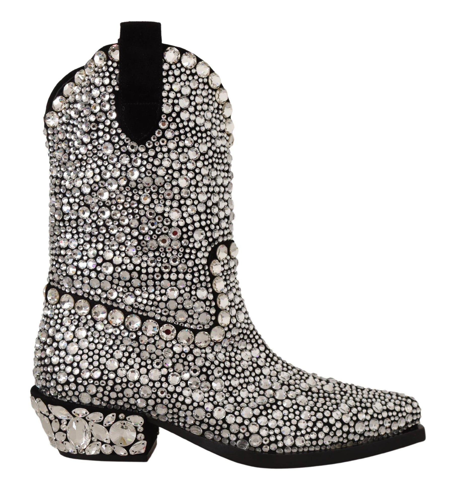 Dolce & Gabbana Black Suede Strass Crystal Cowgirl Boots | Regal Royce
