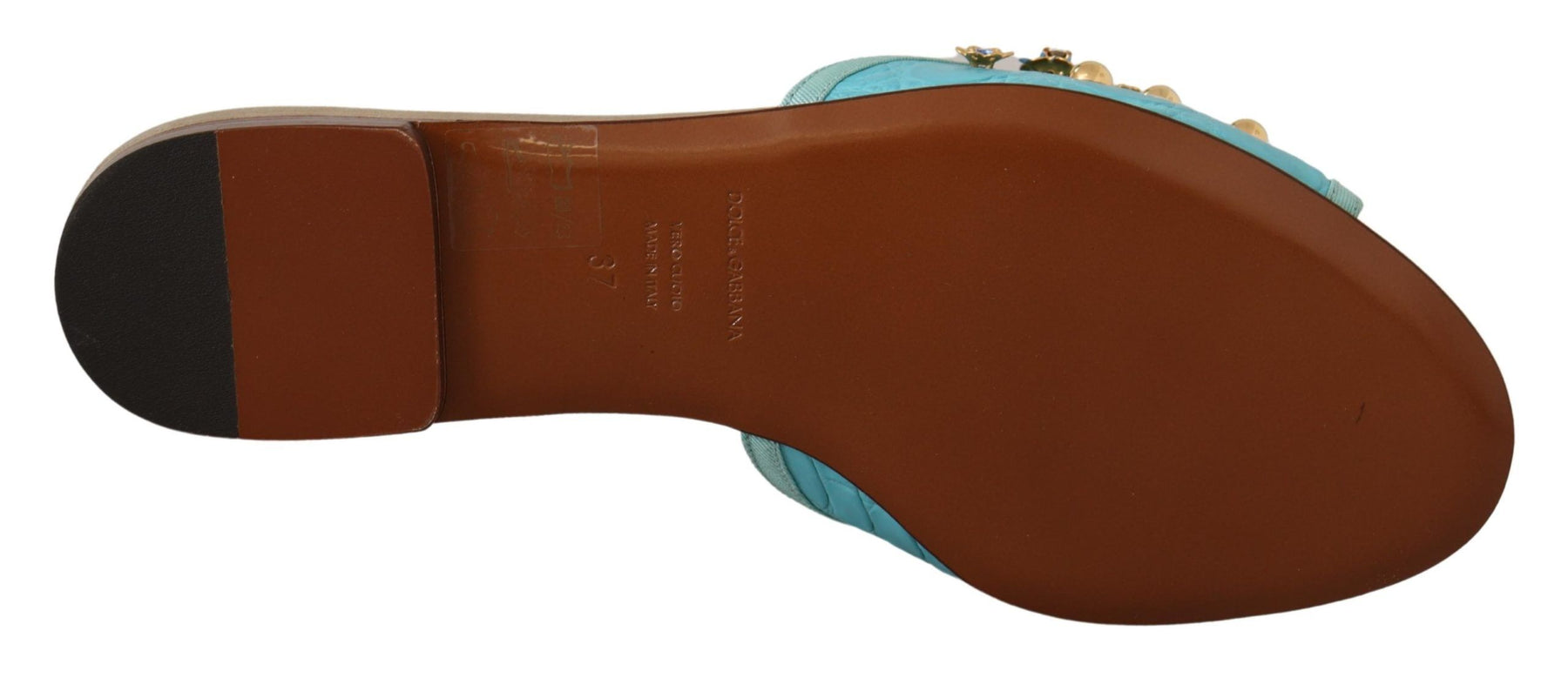 Dolce & Gabbana Blue Crystal Exotic Leather Blue Crystal Sandals | Regal Royce