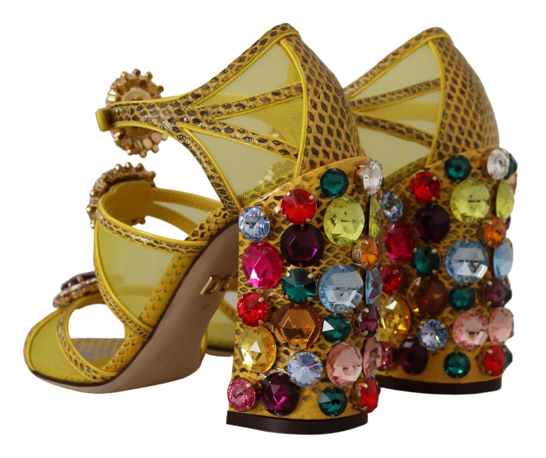 Dolce & Gabbana Yellow Leather Crystal Ayers Sandals Shoes | Regal Royce