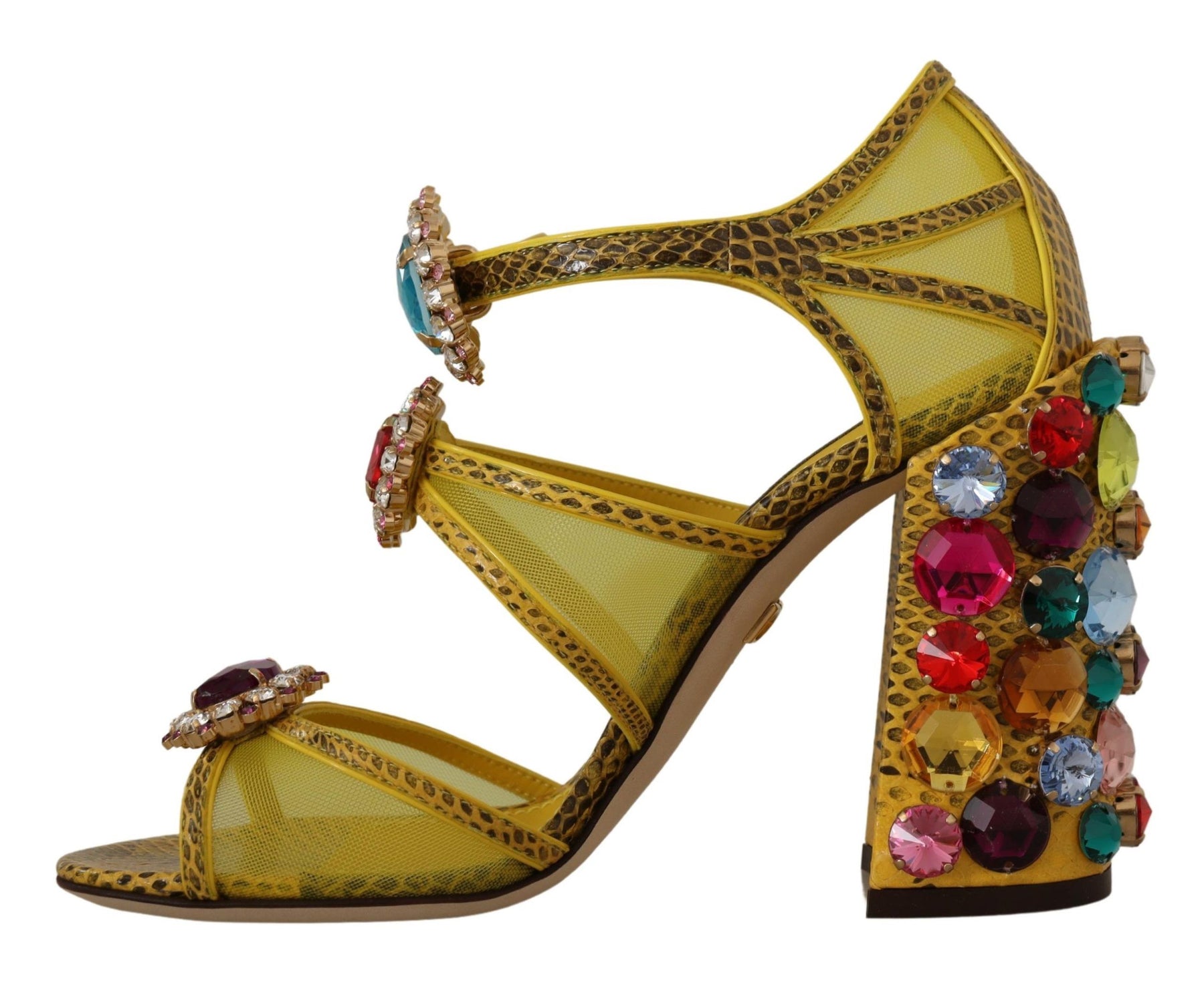 Dolce & Gabbana Yellow Leather Crystal Ayers Sandals Shoes | Regal Royce