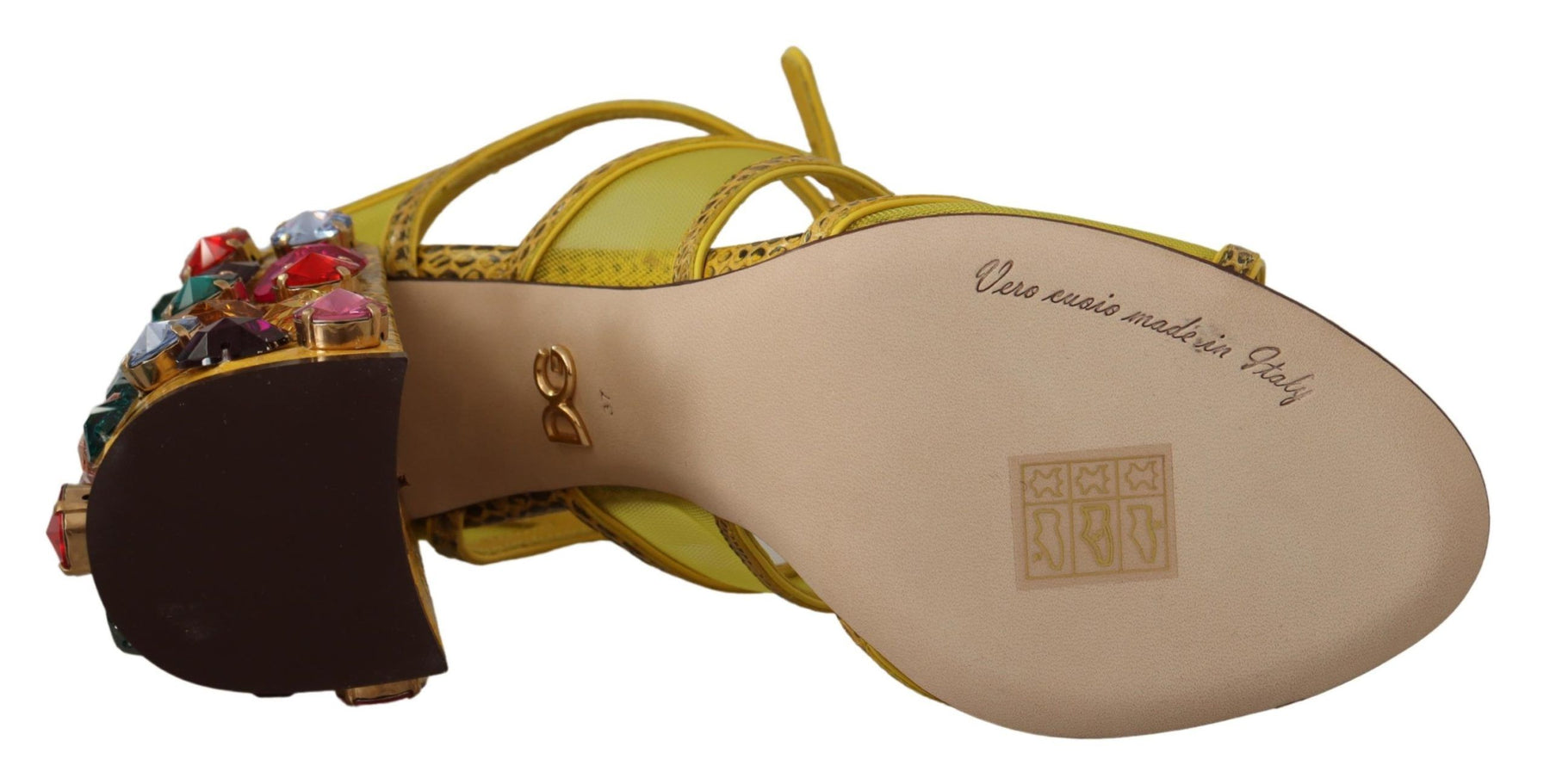 Dolce & Gabbana Yellow Leather Crystal Ayers Sandals Shoes | Regal Royce