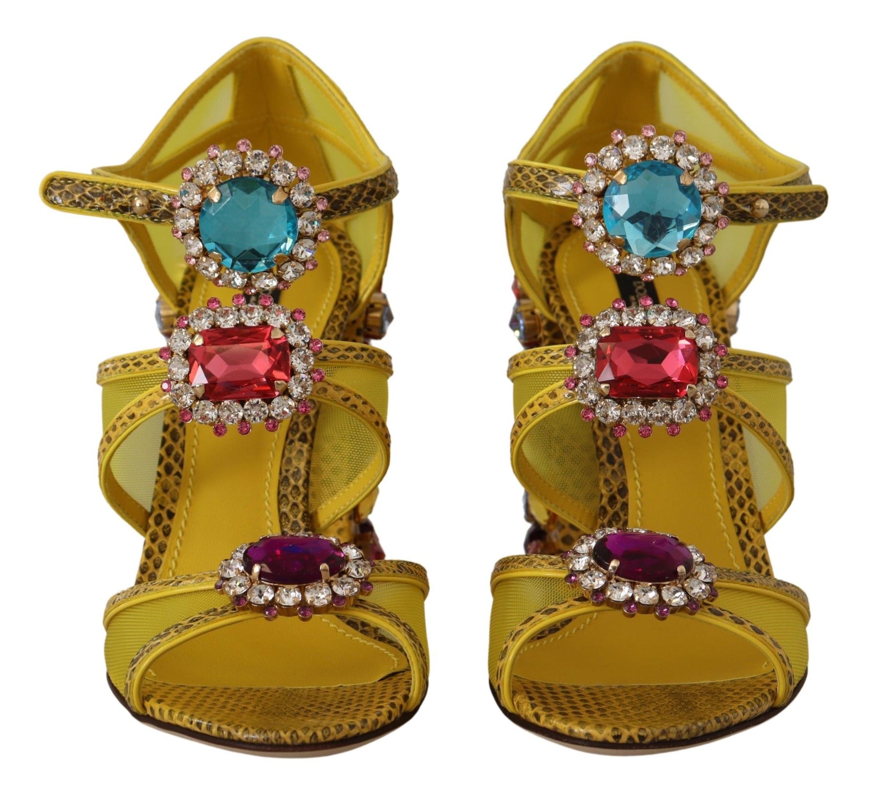 Dolce & Gabbana Yellow Leather Crystal Ayers Sandals Shoes | Regal Royce