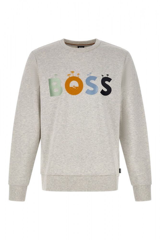 Hugo Boss Grey Cotton Logo Details Sweatshirt | Regal Royce