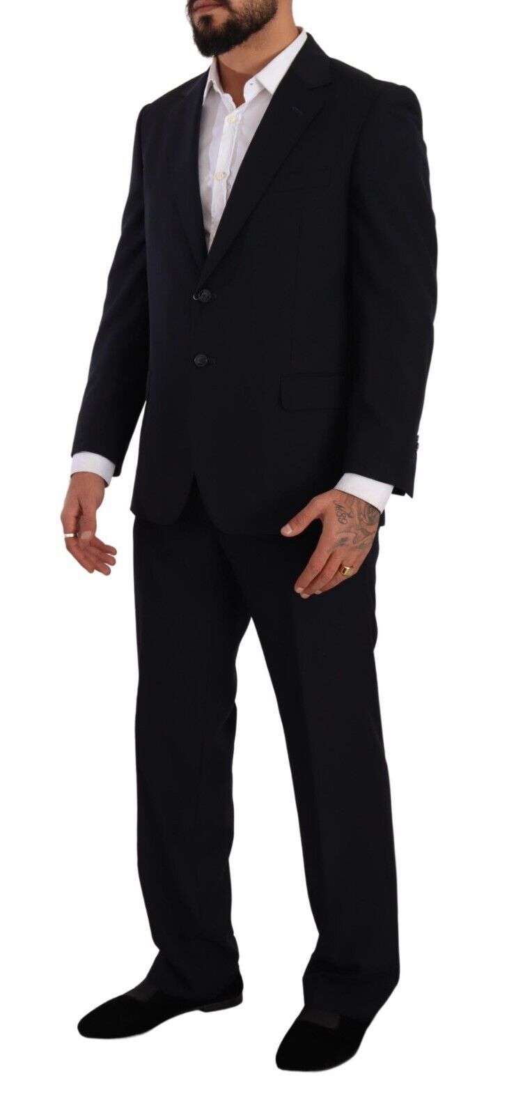 Domenico Tagliente Blue Polyester Single Breasted Formal Suit | Regal Royce