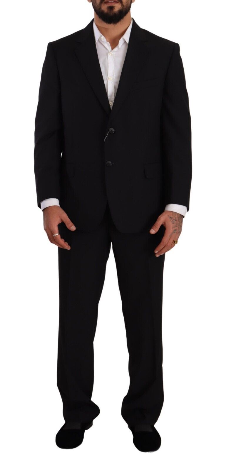 Domenico Tagliente Black Polyester Single Breasted Formal Suit | Regal Royce