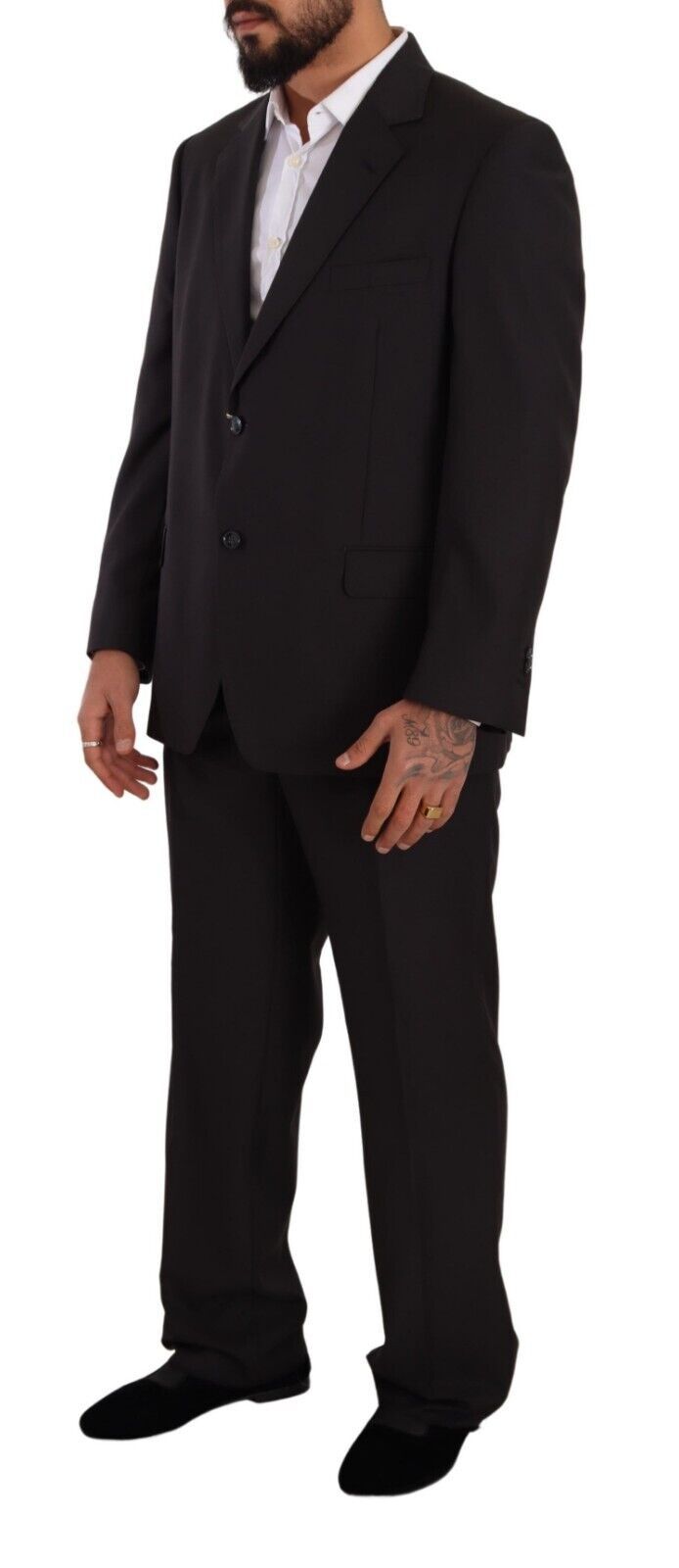 Domenico Tagliente Gray Polyester Single Breasted Formal Suit | Regal Royce