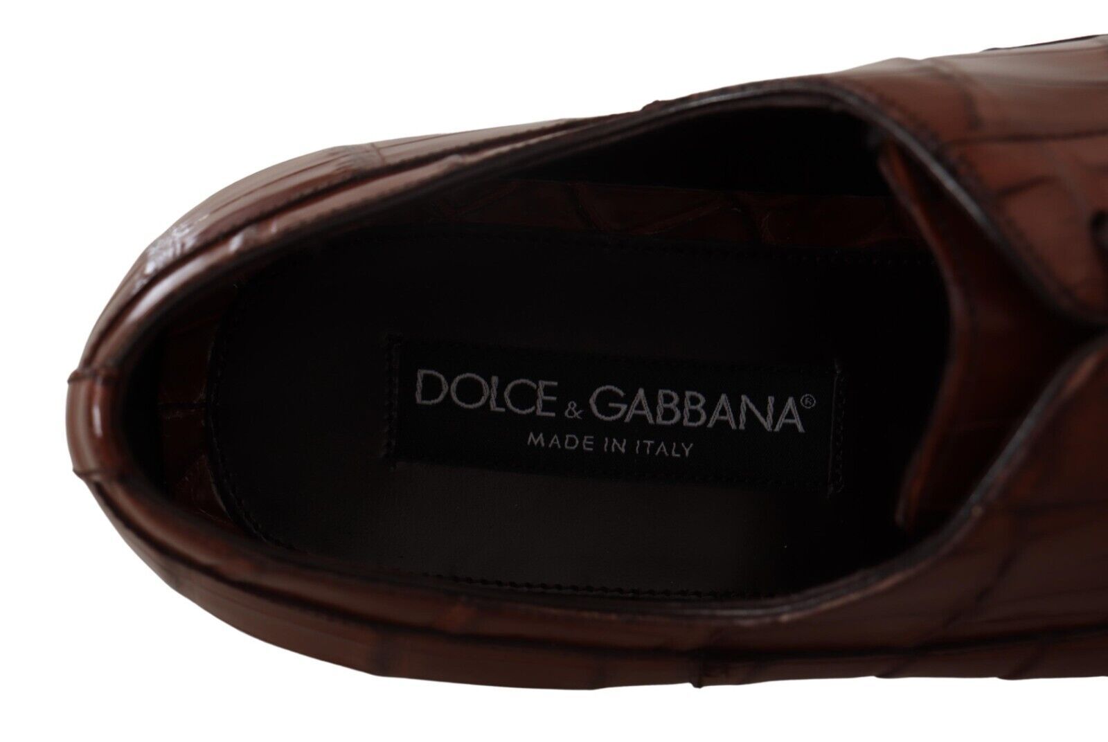 Dolce & Gabbana Brown Crocodile Leather Mens Formal Derby Shoes | Regal Royce