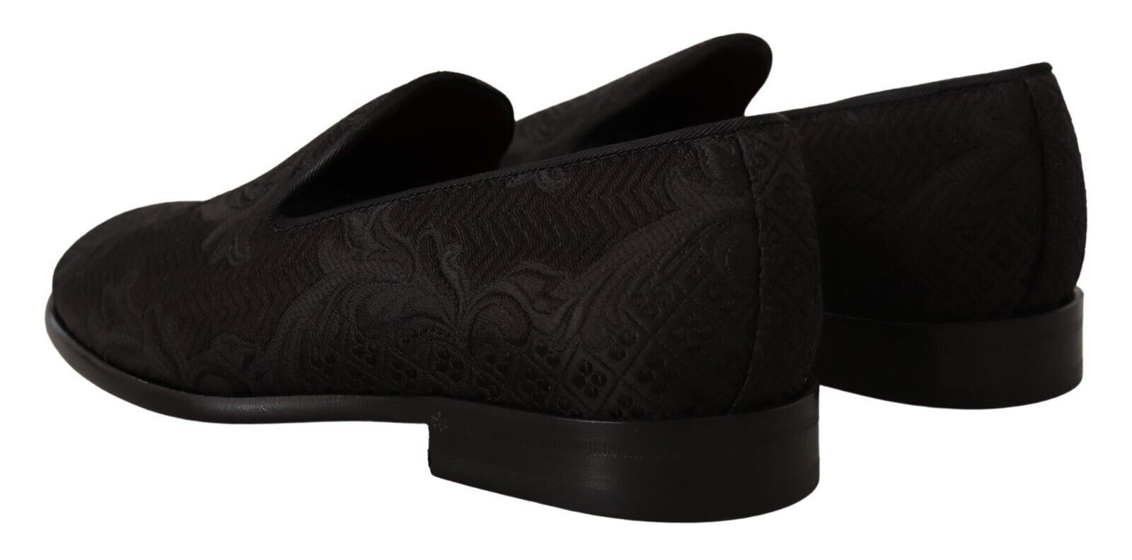 Dolce & Gabbana Black Floral Brocade Slippers Loafers Shoes | Regal Royce