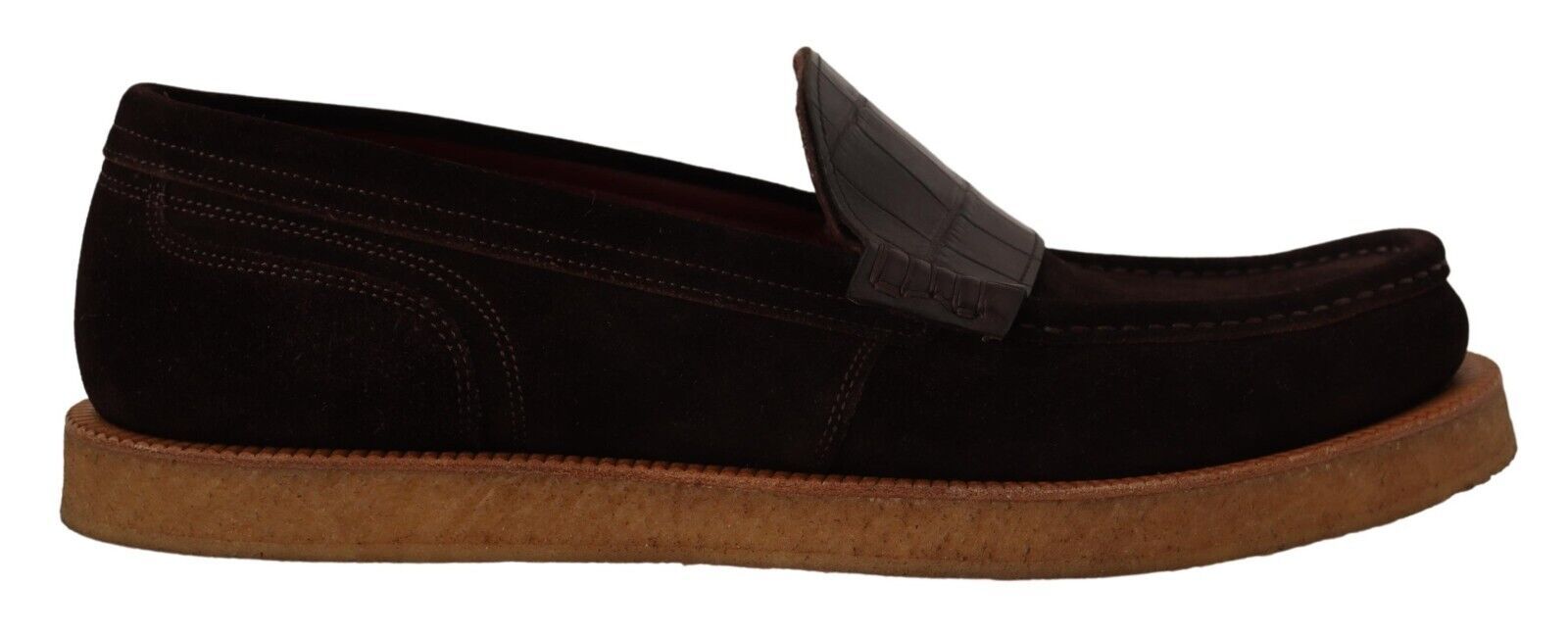 Dolce & Gabbana Brown Suede Leather Slip On Flats Moccasin Shoes | Regal Royce