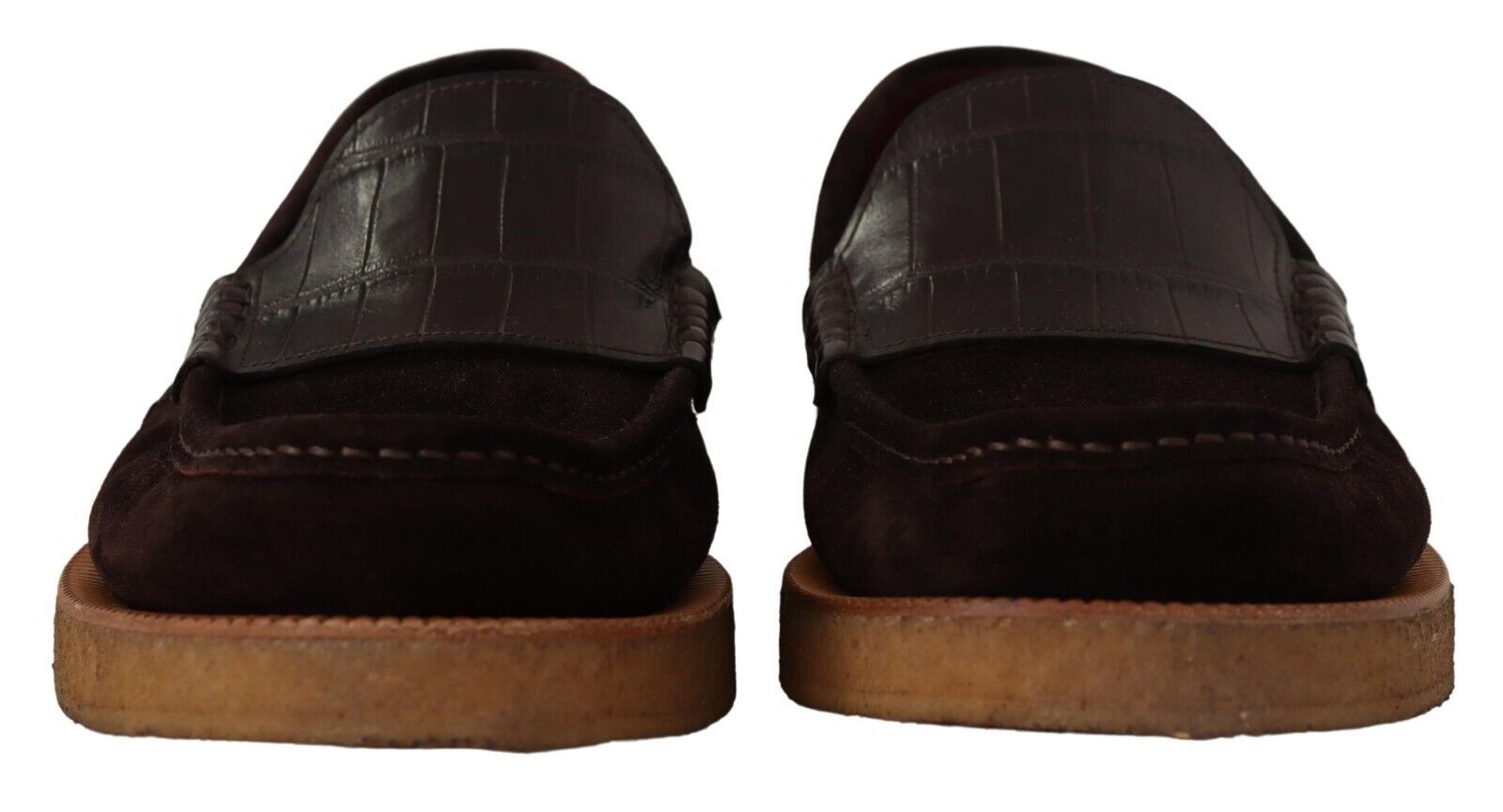 Dolce & Gabbana Brown Suede Leather Slip On Flats Moccasin Shoes | Regal Royce
